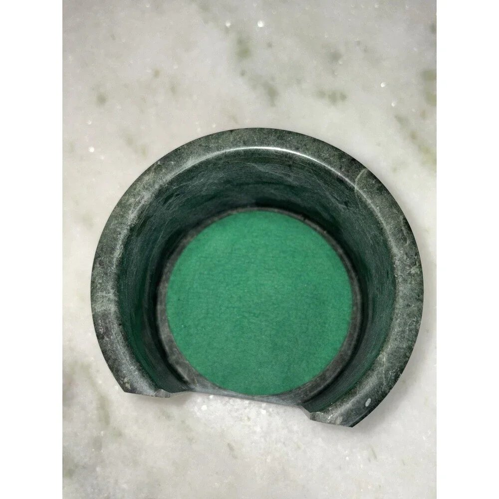 Jade Green Marble Coasters 7 Piece Set Vintage 1980s Cork Top, Felt Back, Taiwan